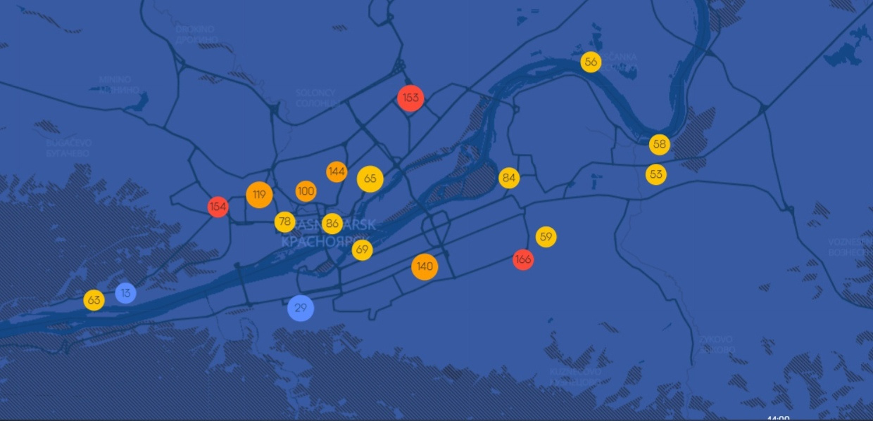 Карта загрязненности воздуха в городе