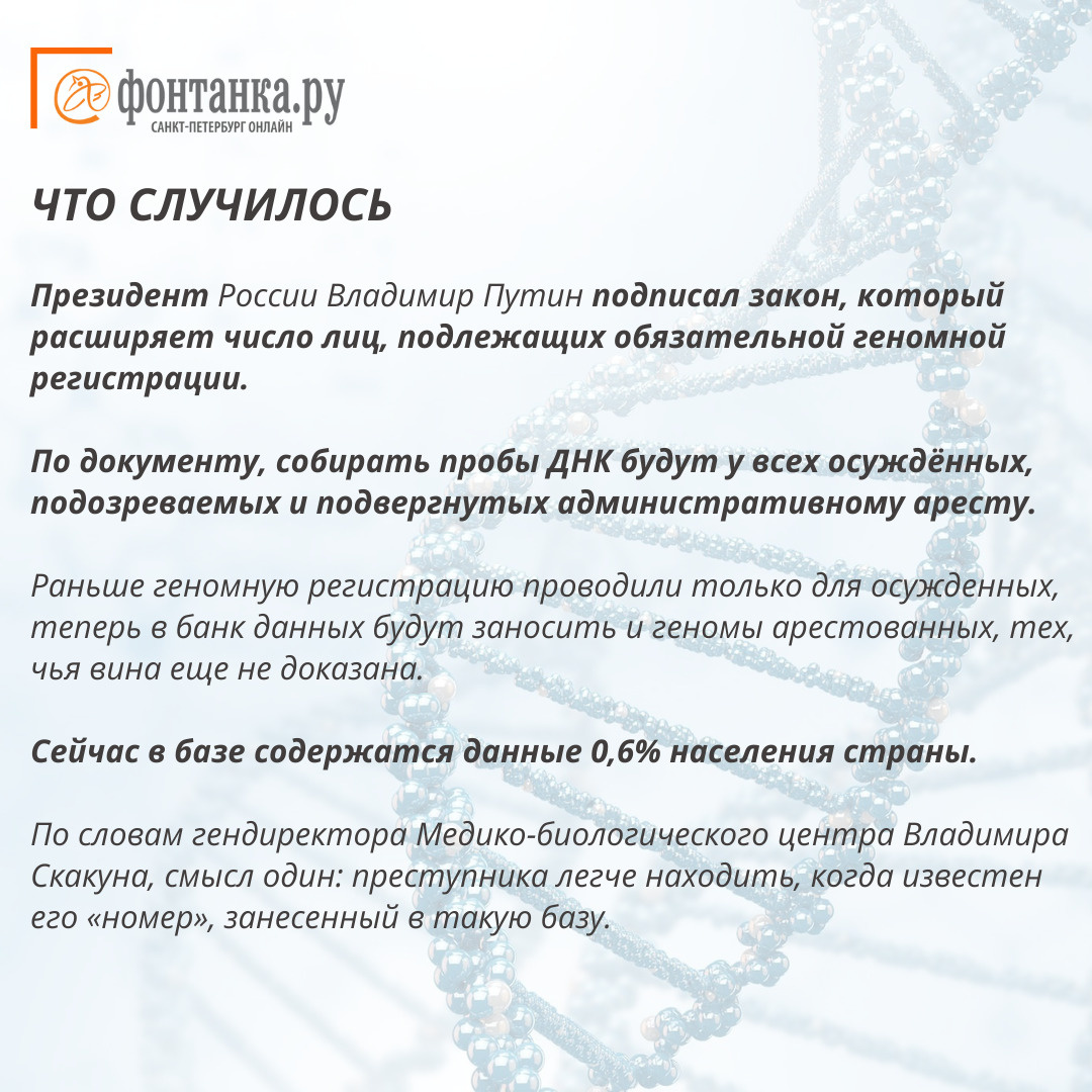 В России появится «преступная» база данных ДНК. Что важно знать |  06.02.2023 | Санкт-Петербург - БезФормата