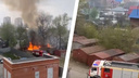 Мусор и заброшенное здание загорелись в Октябрьском районе Новосибирска — в результате пожара сгорела баня
