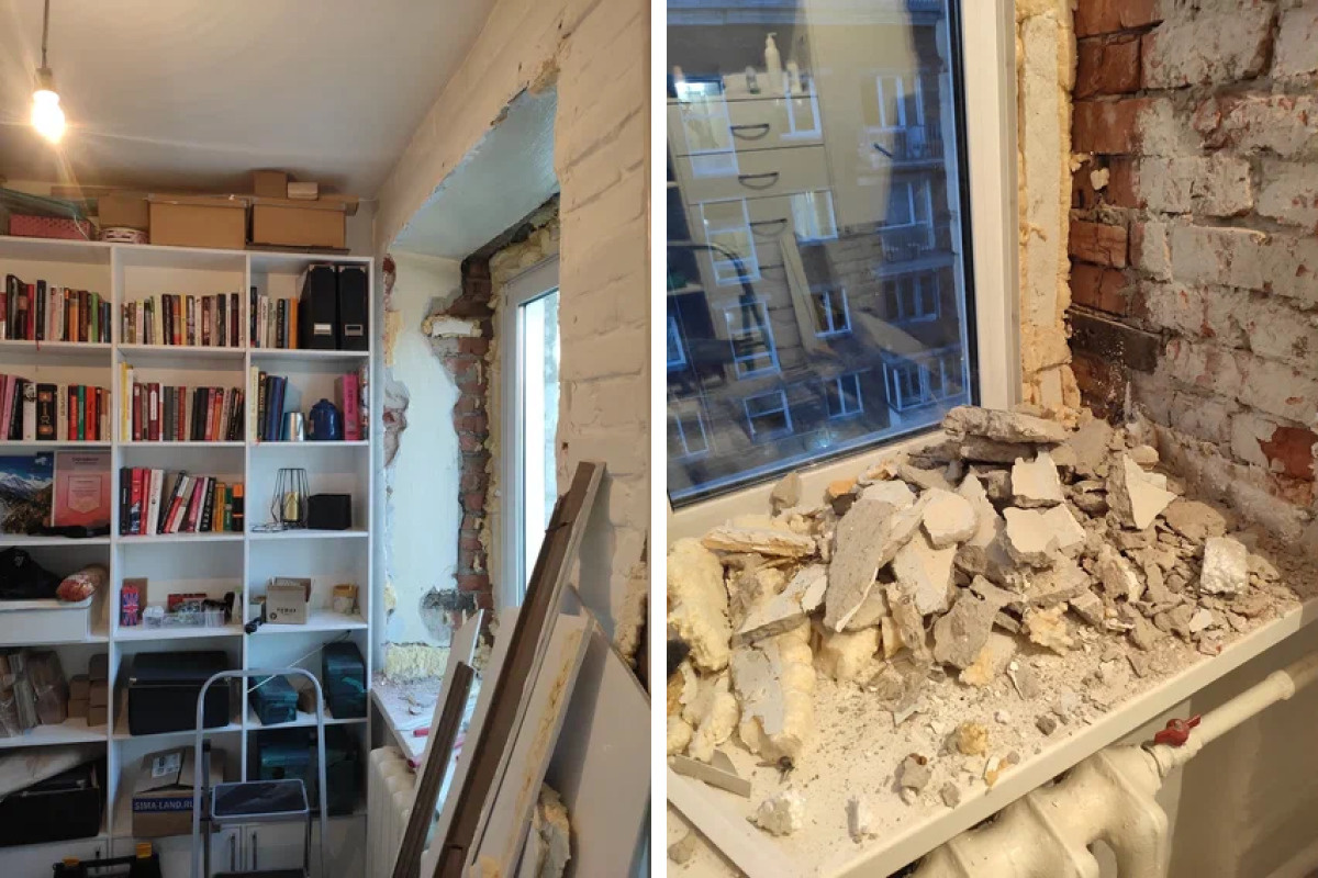 Преображение окна началось с серьезных разрушений
