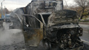 «Газель» загорелась возле автозаправки на Московском шоссе. Машина полностью выгорела
