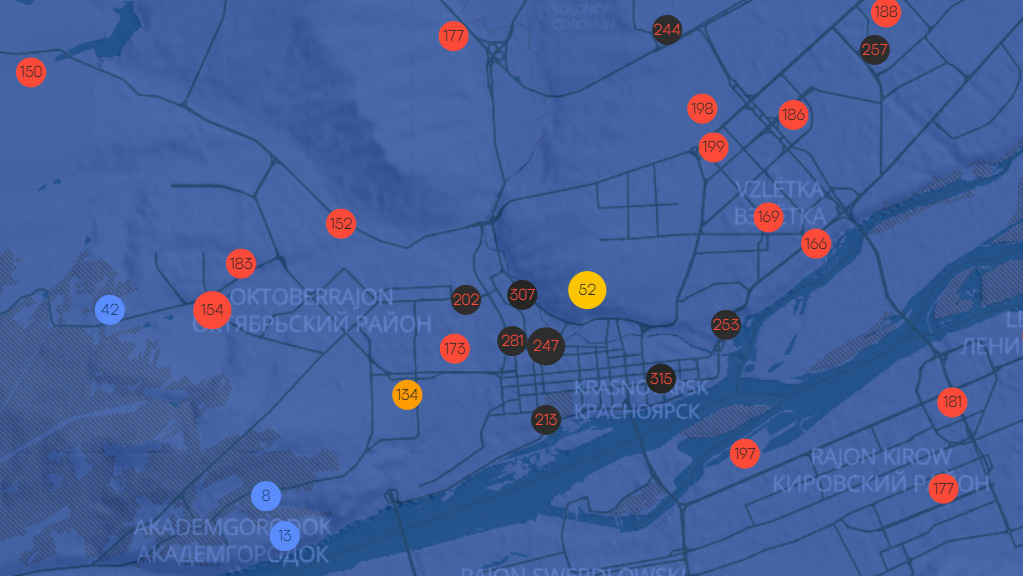 Загрязненность воздуха онлайн карта