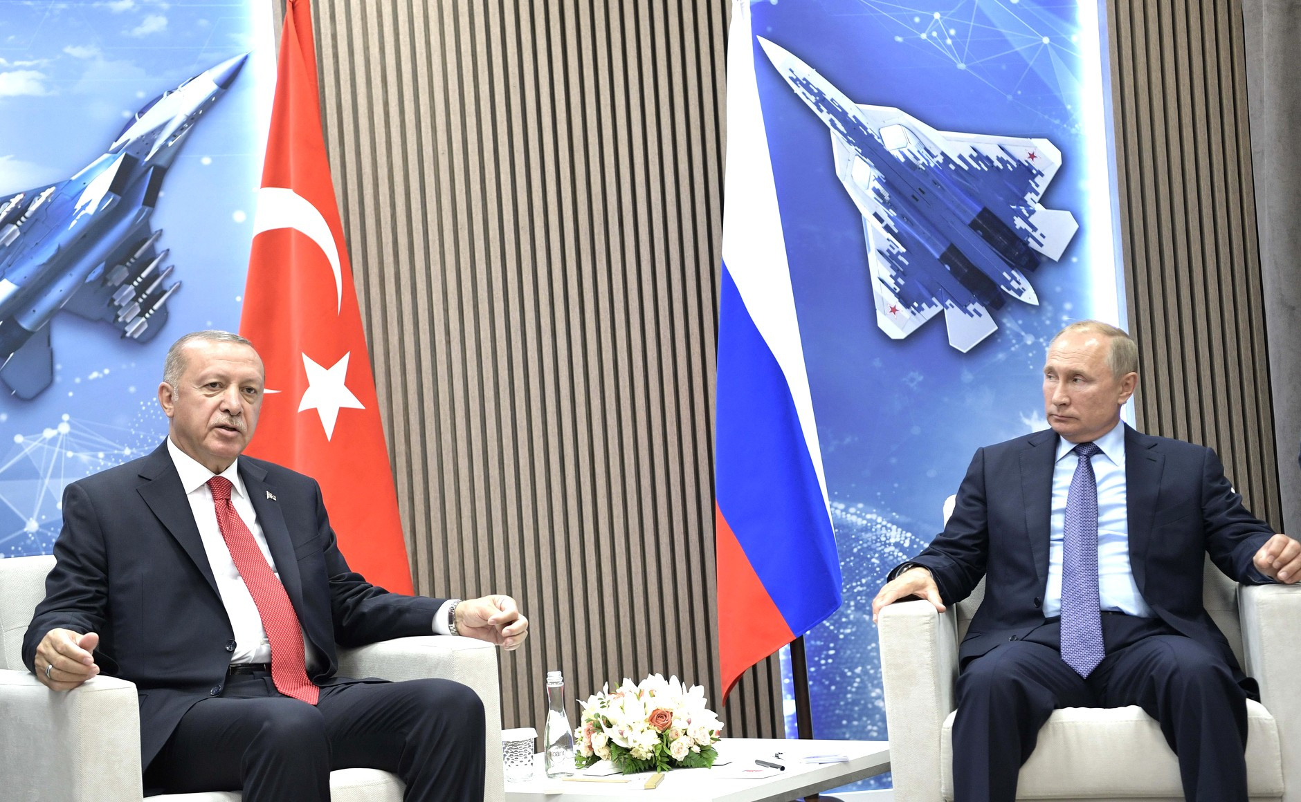 Президент Турции Эрдоган с Владимиром Путиным в 2019 году