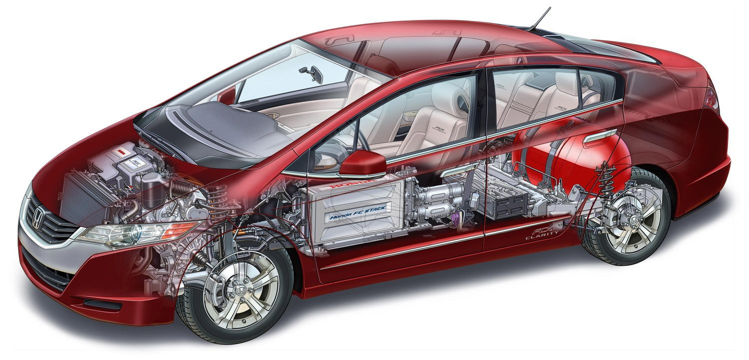 Рентген водородной Honda Clarity первого поколения: в центре виден блок топливных элементов