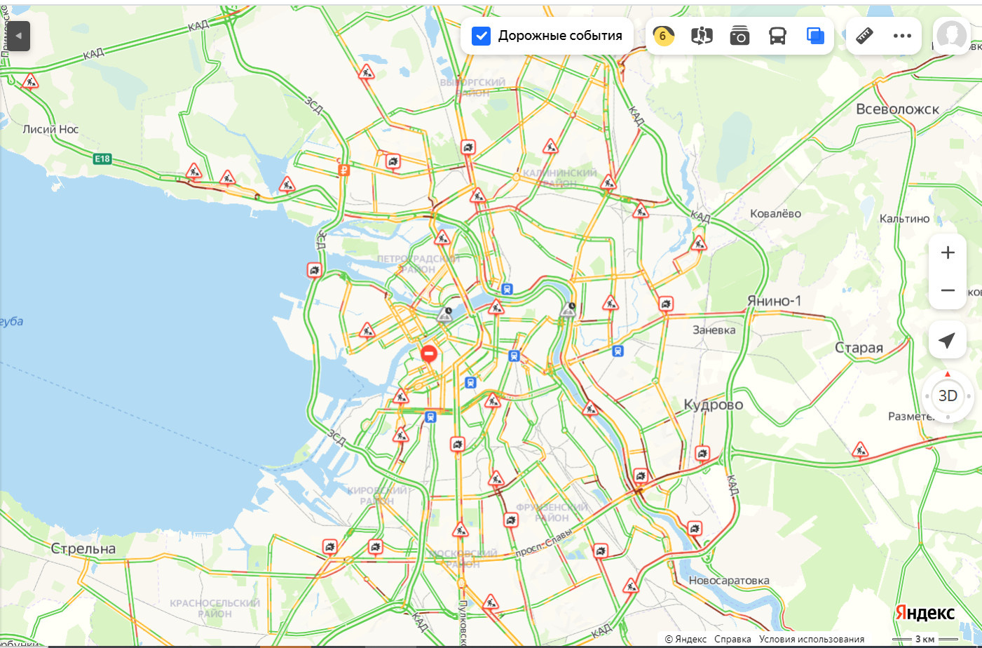 Карта пробок спб по времени