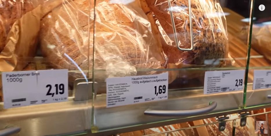 Самый частый ценник в отделе со свежим хлебом — 2,19 евро