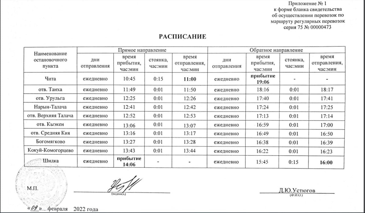 2 маршрут чита схема