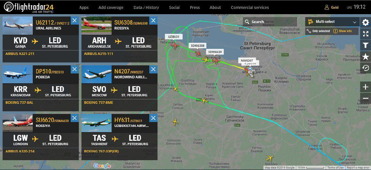 Карта полетов из пулково