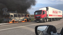 Автобус загорелся на трассе М-4 «Дон» в районе аэропорта Платов