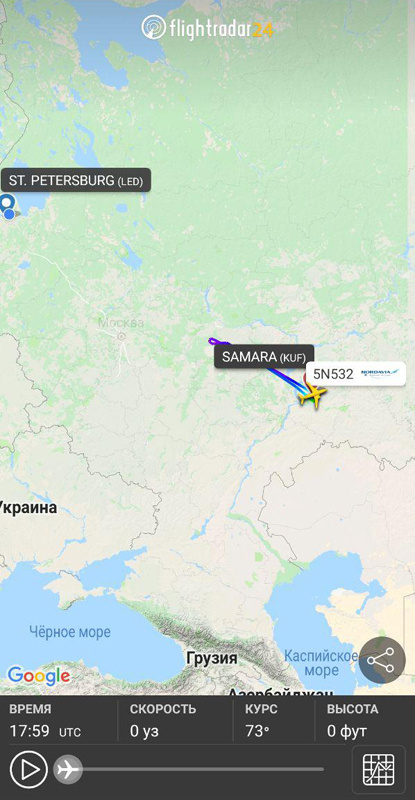 Скриншот с сайта flightradar.com