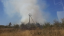 В Дзержинском районе Волгограда у шоссе Авиаторов бушует пожар в лесопосадках