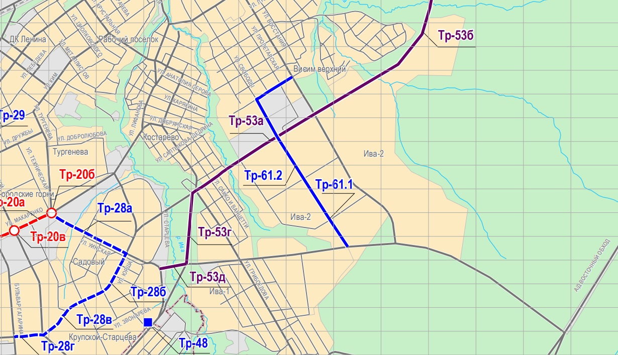 Дорога обозначена на генеральном плане города