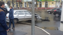 В Ярославле на улице Свободы две «Лады» улетели в забор: видео с места ДТП