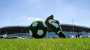 В Самаре около аэропорта Курумоч установили зеленую инсталляцию в виде мяча и бутсы