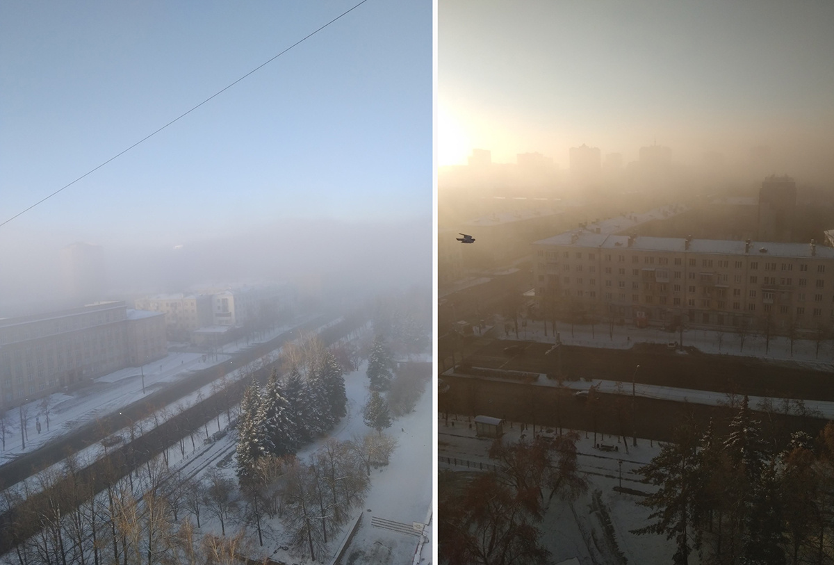 Над проспектом Ленина утром было тоже туманно
