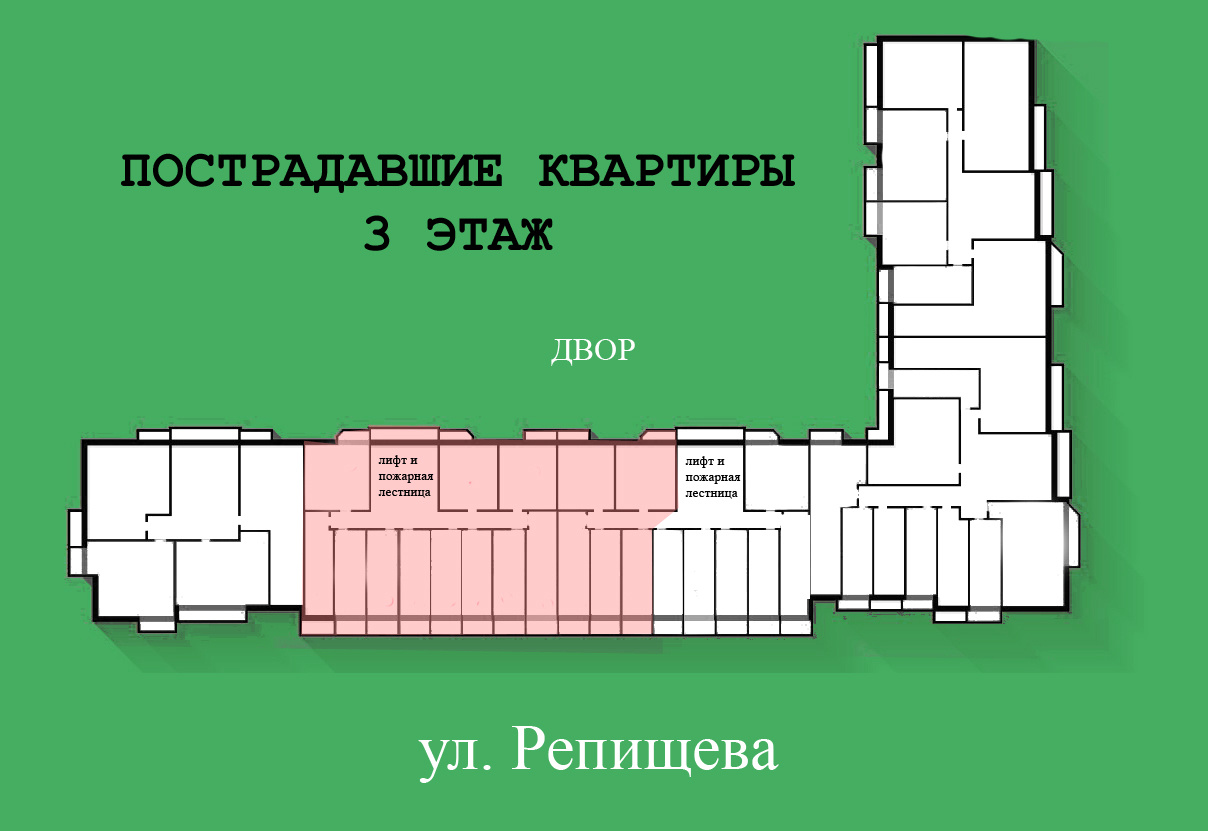 примерное расположение пострадавших квартир