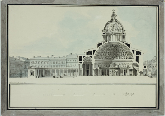 Казанский собор в Петербурге. Продольный разрез (1800)