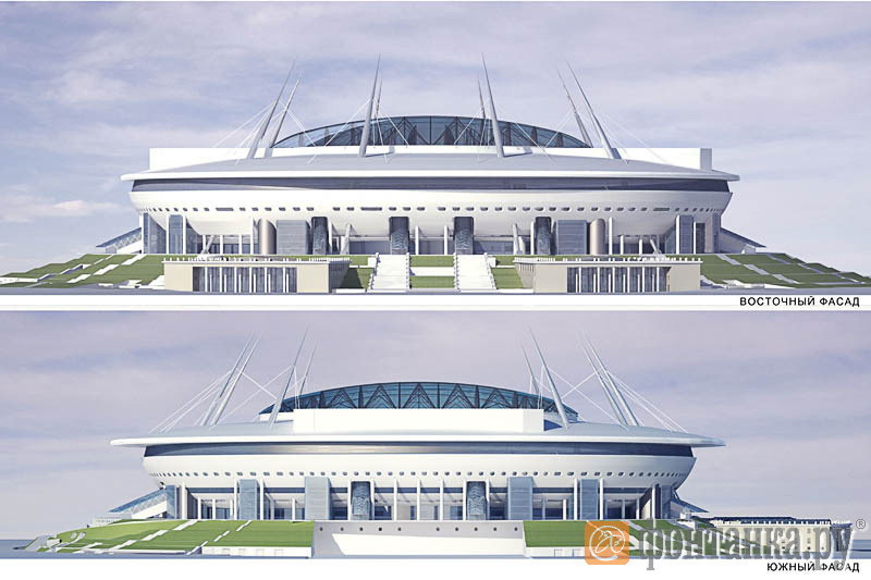 Восточный и южный фасады стадиона. Фото предоставлено корпорацией "Трансстрой".