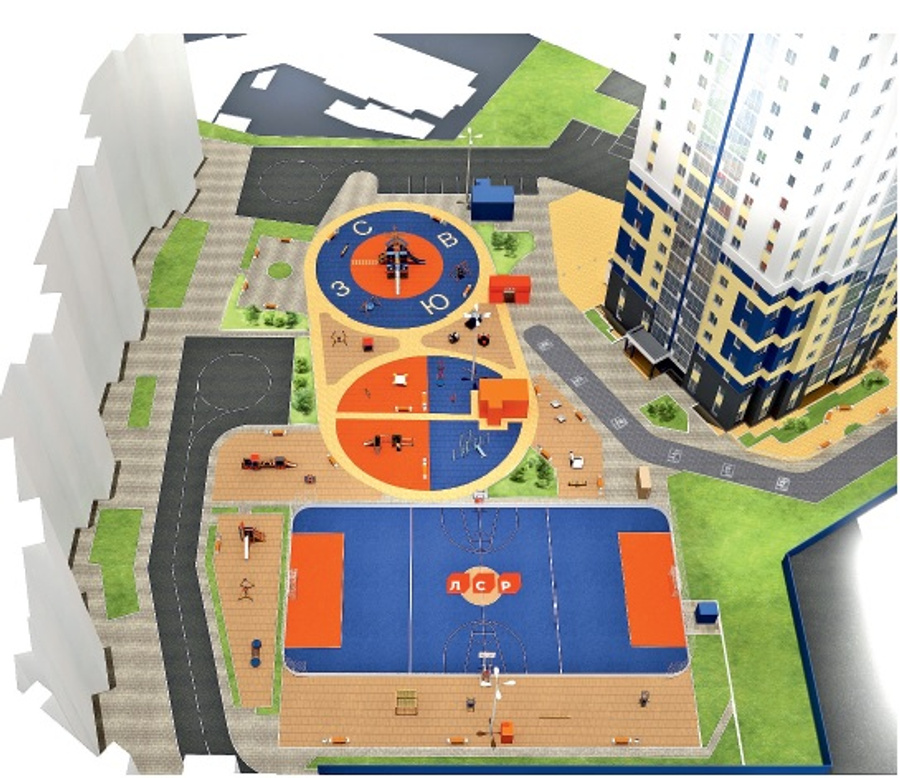 Рядом с кортом появится ультрасовременная детская площадка с огромным количеством игровых комплексов для разных возрастов.