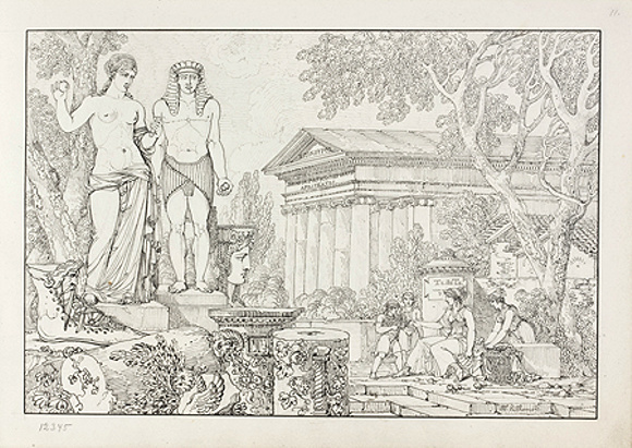 Композиция со статуями Венеры и Озириса. Рисунок из альбома "Souvenir d’Italie" (1785-1810)