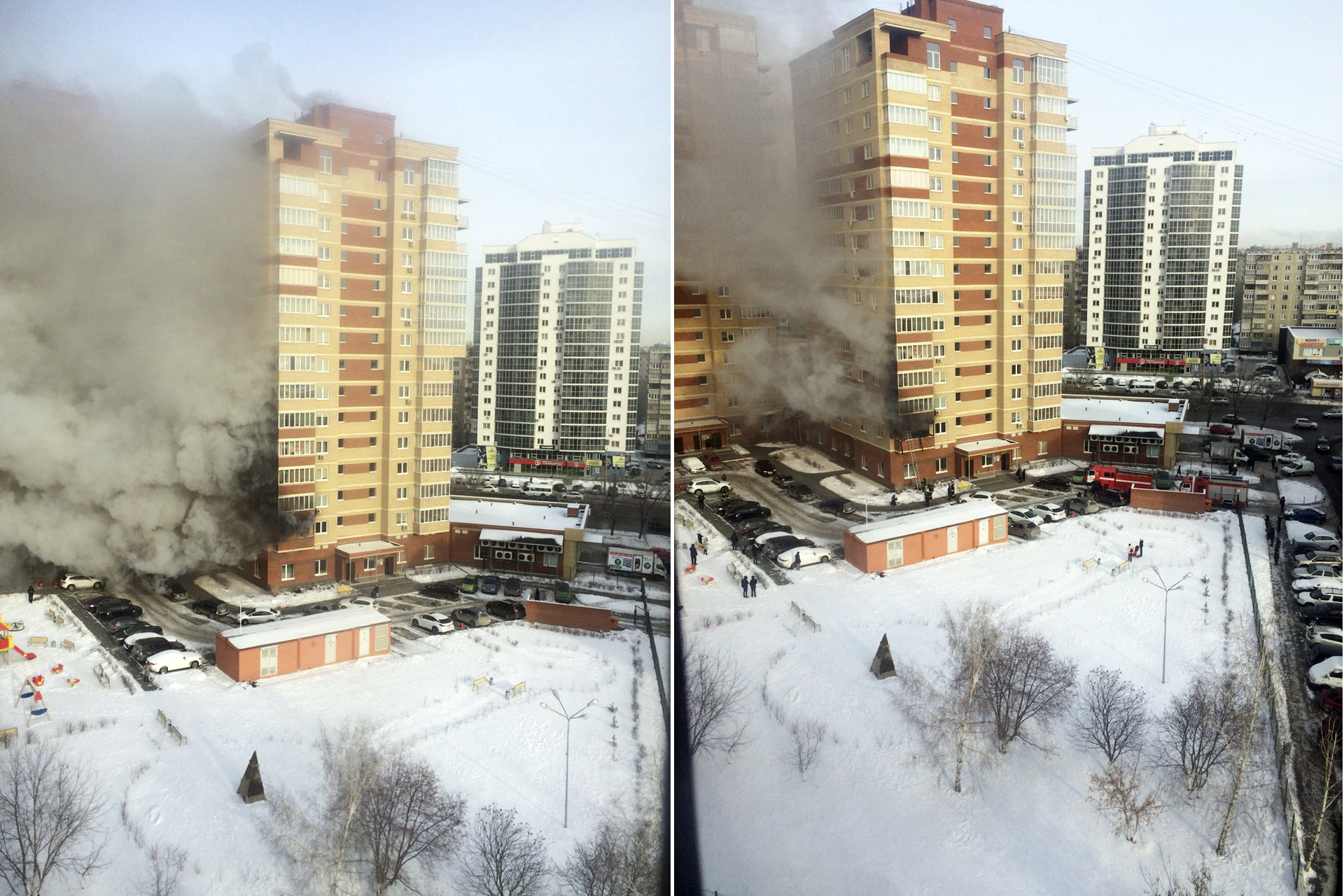 17-этажный дом потонул в густых клубах дыма