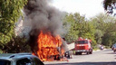 В Ростове на Щаденко спасатели потушили грузовик