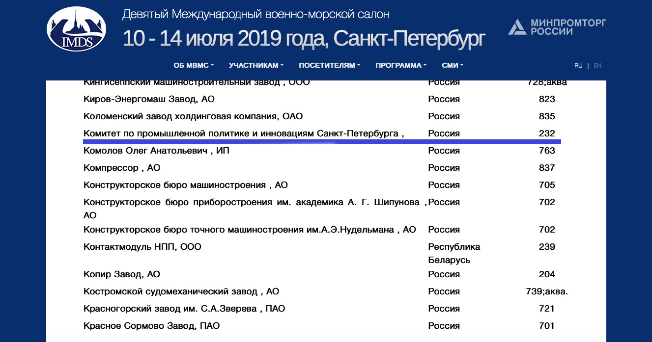 Скриншот с официального сайта Девятого Международного военно-морского салона/navalshow.ru