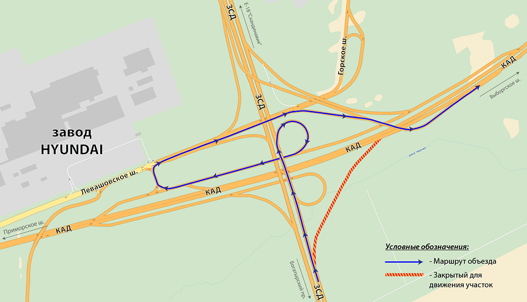 Развязка ЗСД С КАД Север. Съезд с КАД на ЗСД. Схема развязки ЗСД С богатырского проспекта. Съезд с КАД на ЗСД Приморское шоссе.