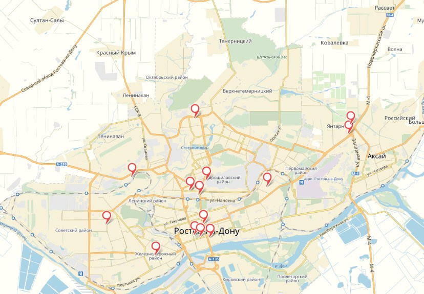 Точки на карте эвакуаций – охвачен почти весь город