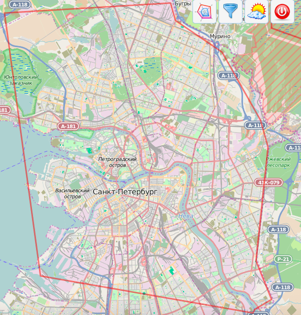 Карта зон ограничения полетов