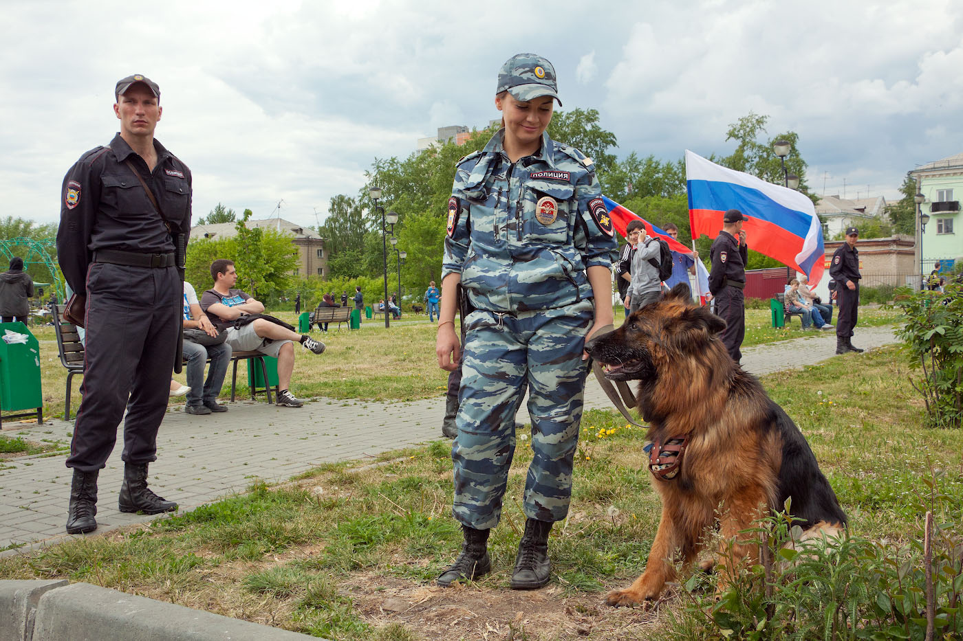 За порядком следили и служебные собаки За порядком следили и служебные собаки