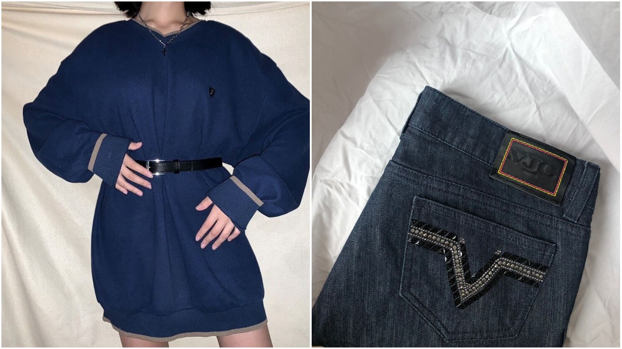 Справа — джинсы Versace, низкая посадка, всего 1000 рублей