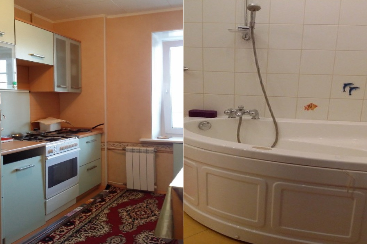 Кухня и небольшая ванная комната