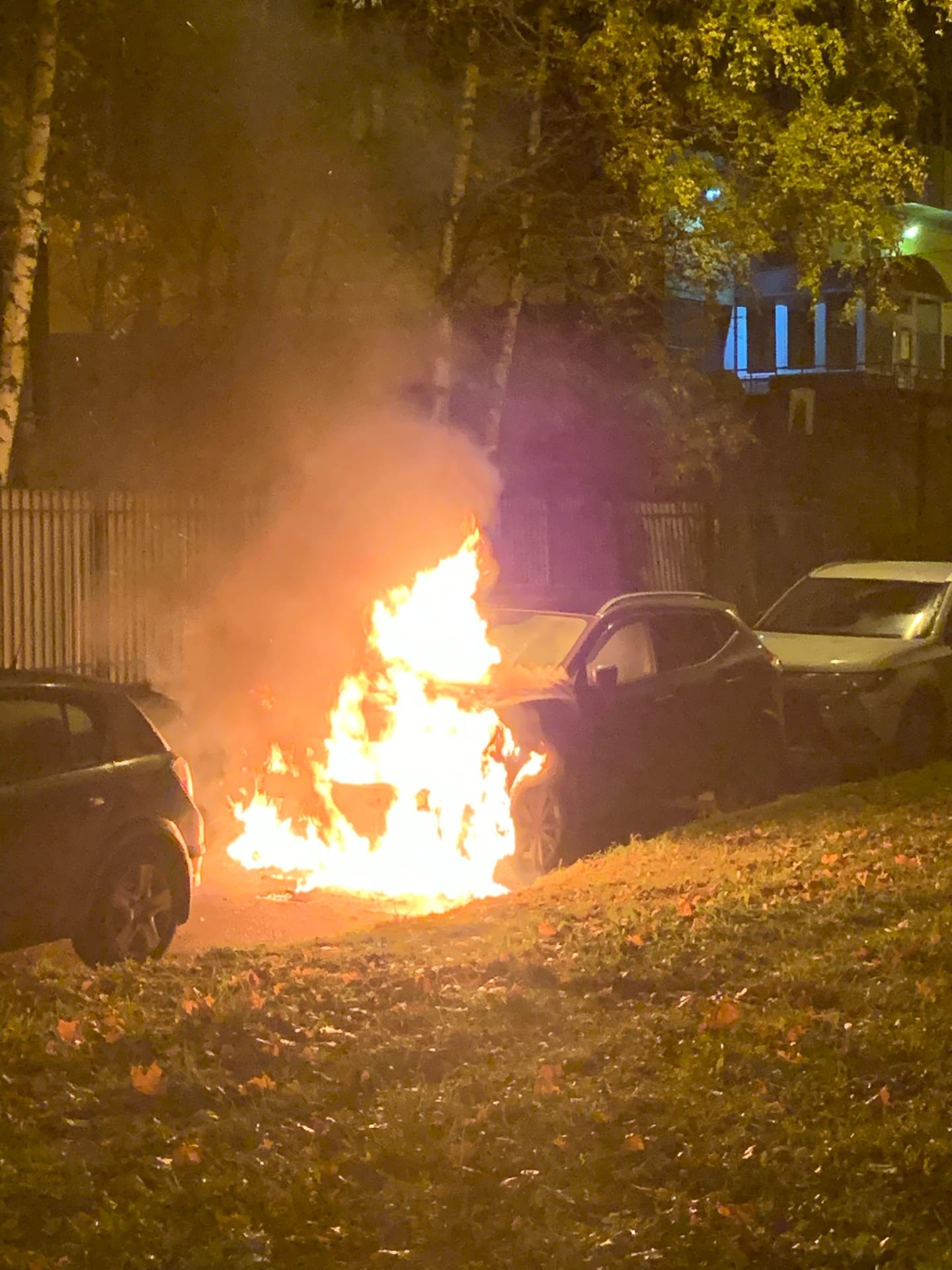 Видео поджога автомобиля Nissan на улице Пархоменко 13 ноября 2020 г. - 13  ноября 2020 - ФОНТАНКА.ру