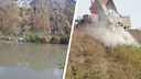 Берег реки засыпали бетонными блоками — новосибирец снял на видео КАМАЗ, который привёз строительный мусор