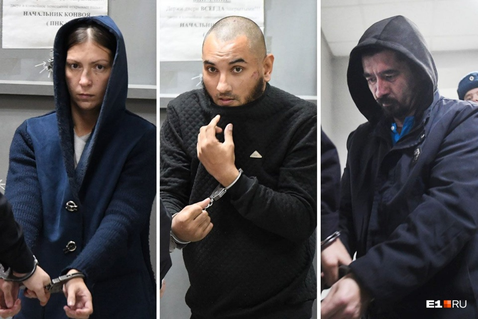 Обвиняемые в убийстве (слева направо): Екатерина Меньшикова, Михаил Федорович и Марат Ахметвалиев Обвиняемые в убийстве (слева направо): Екатерина Меньшикова, Михаил Федорович и Марат Ахметвалиев