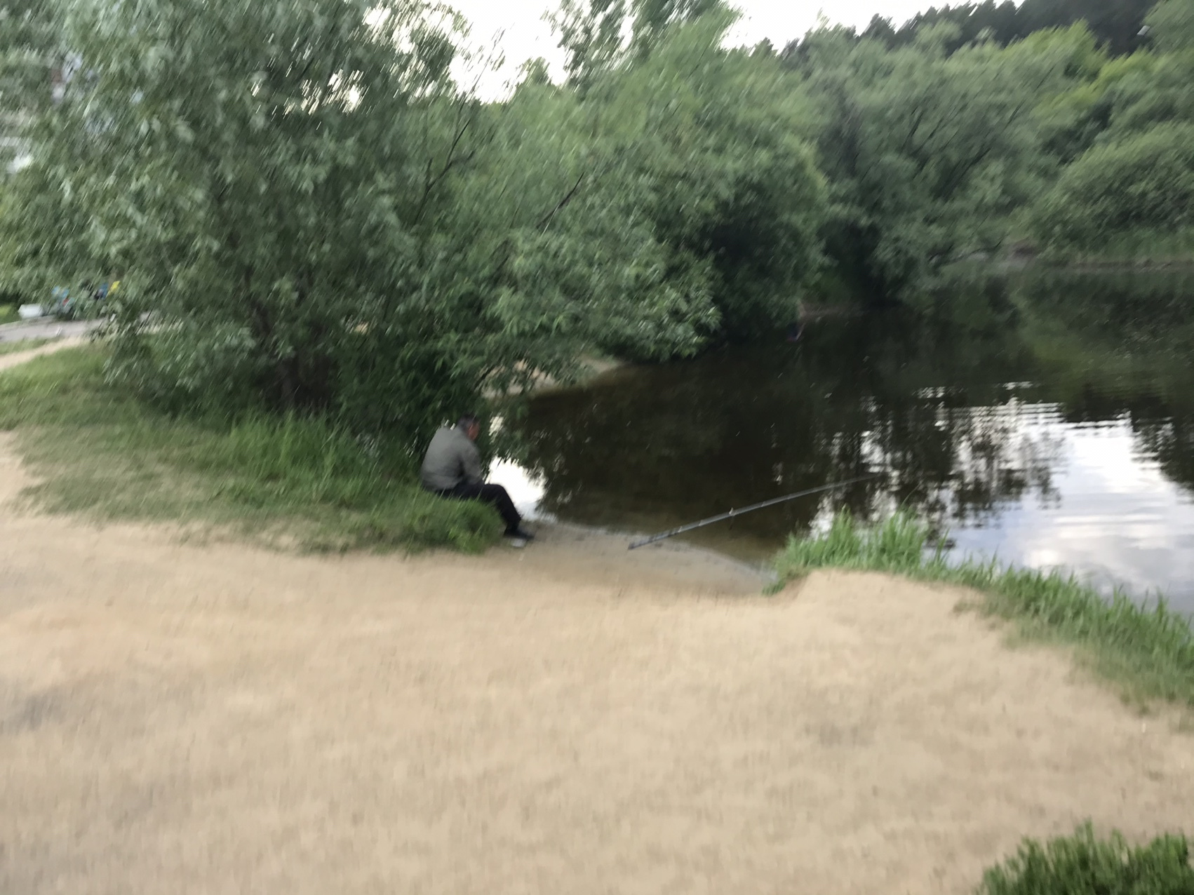 Рыбак на утином пруду в Нижней Ельцовке