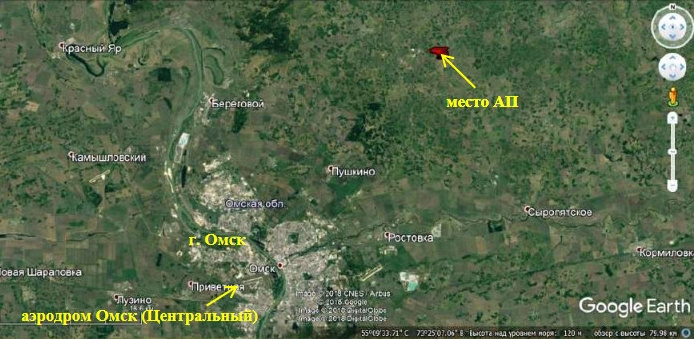 Вертолёт рухнул в 37 километрах от омского аэропорта