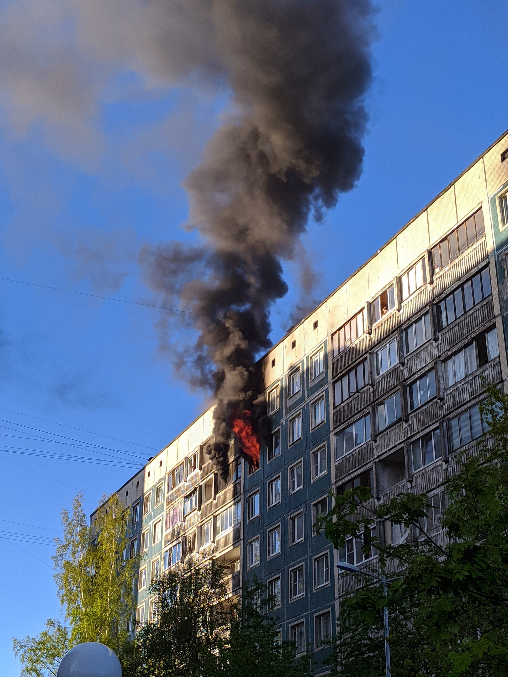 Ужас какой». На Северном проспекте чёрный дым вырывается из окон  многоэтажки - 23 мая 2020 - ФОНТАНКА.ру