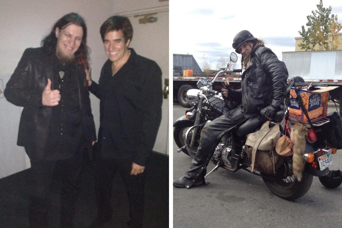 Фото слева — Лас-Вегас, после шоу Дэвида Копперфильда, фото справа — Алексей перед поездкой на фестиваль Motorcycle week, в Нью-Гэмпшире