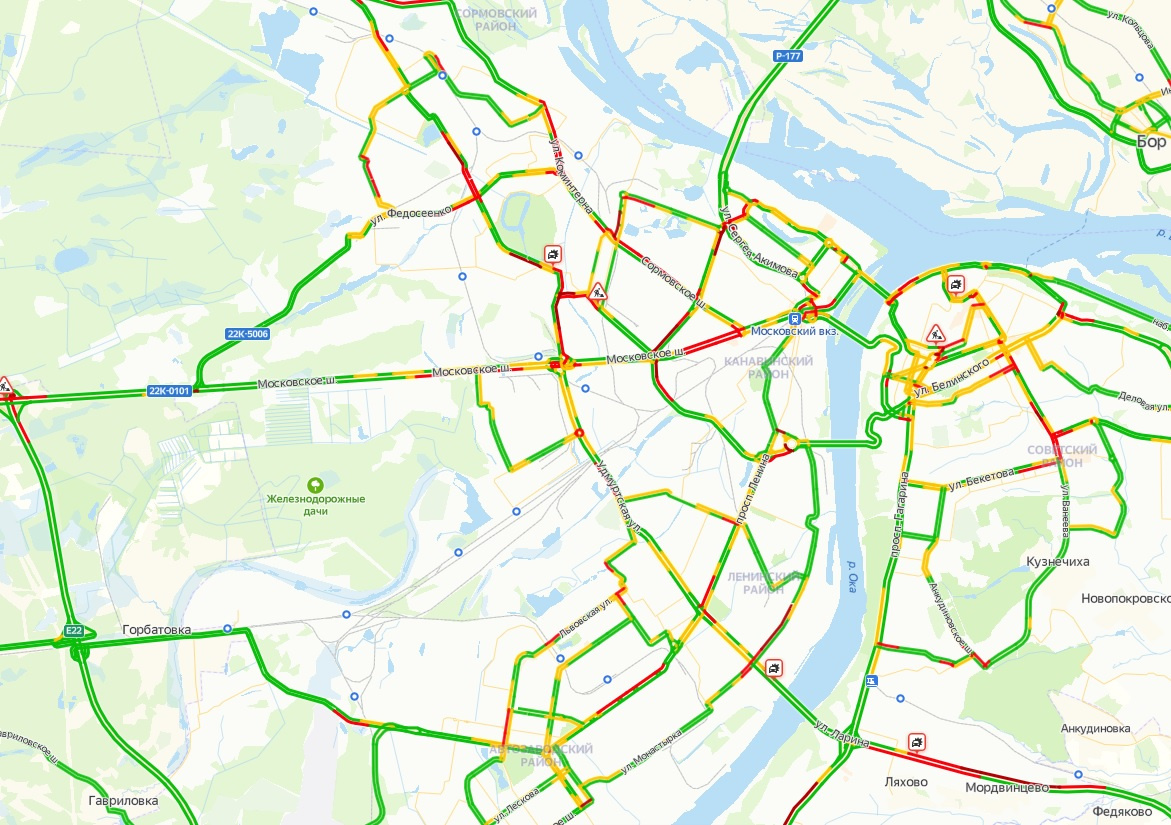 Карта пробок в нижнем новгороде