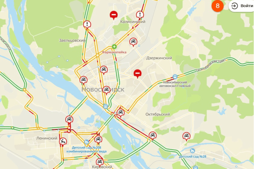 В 10:00 сервис 2Gis оценивает дорожную обстановку в городе на 8 баллов В 10:00 сервис 2Gis оценивает дорожную обстановку в городе на 8 баллов