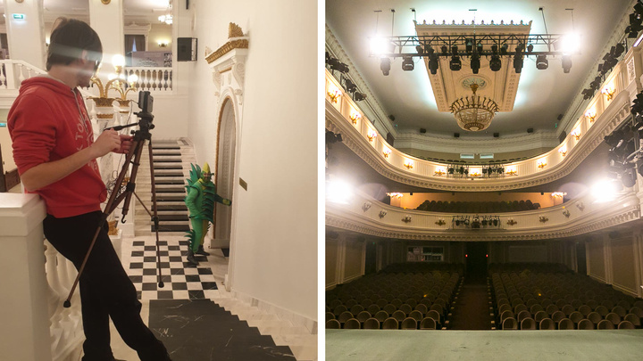 Актеры театра Пушкина в карнавальных костюмах ходили по центру и зазывали зрителей