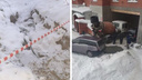 В Новосибирске рабочие уложили бетон в яму со снегом на Красина