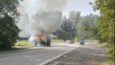 На Гусинобродском шоссе загорелся КАМАЗ — очевидцы сняли ЧП на видео