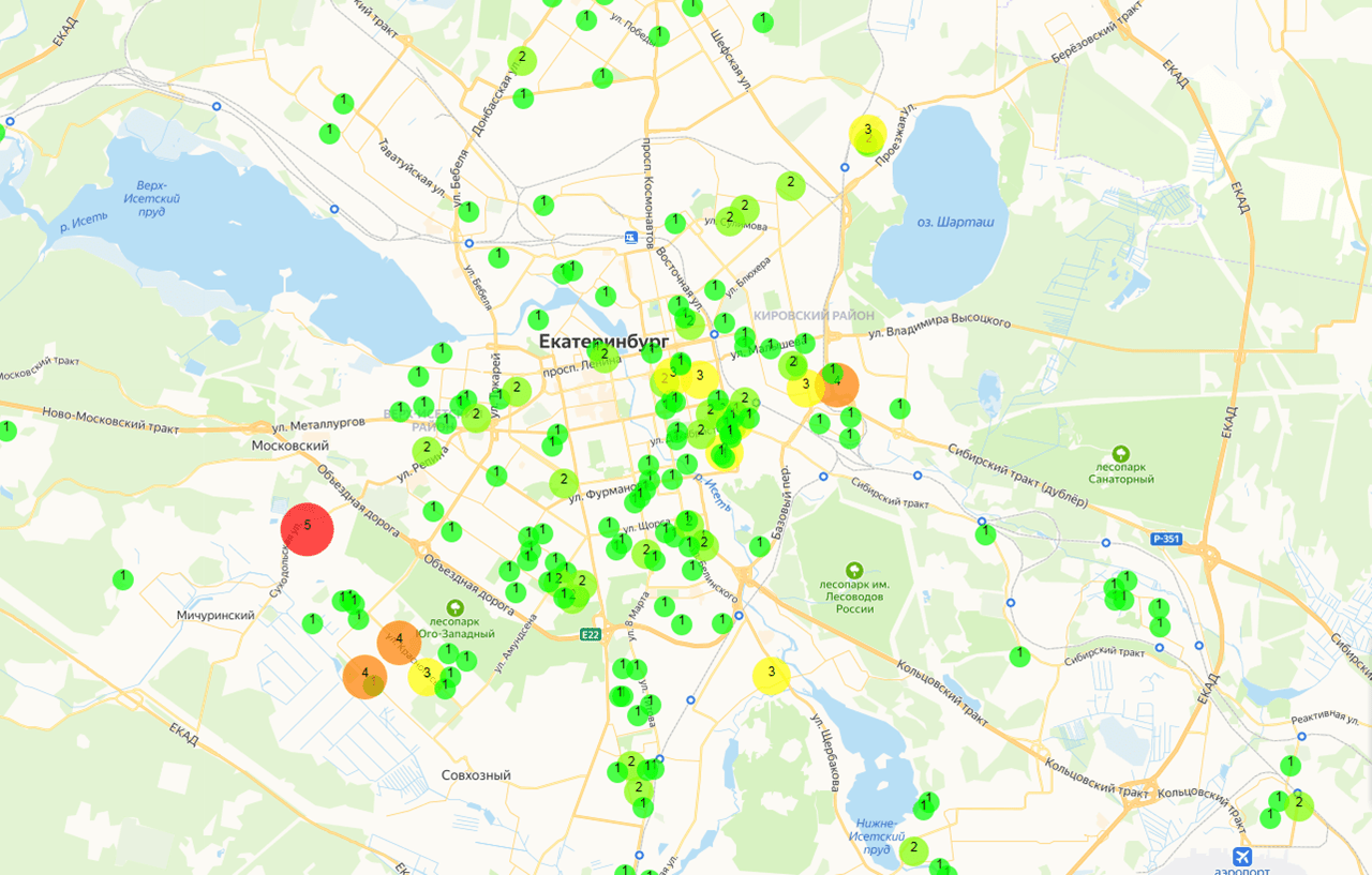 Карта распространения коронавируса в екатеринбурге на сегодня