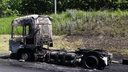 «Дым видели за километр»: появилось видео пожара грузовика на трассе в Самарской области