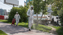 Первая дезинфекция парков и скверов: 8 кадров, как улицы Новосибирска вычищали от коронавируса