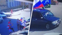 На Центральном рынке люди в форме ВДВ украли с витрины флаги и пытались их перепродать
