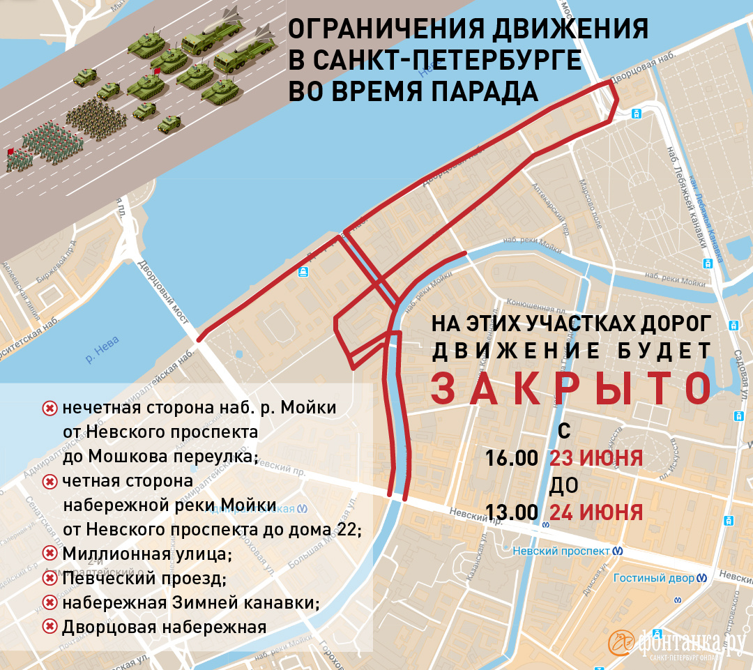 План парада 9 мая в санкт петербурге